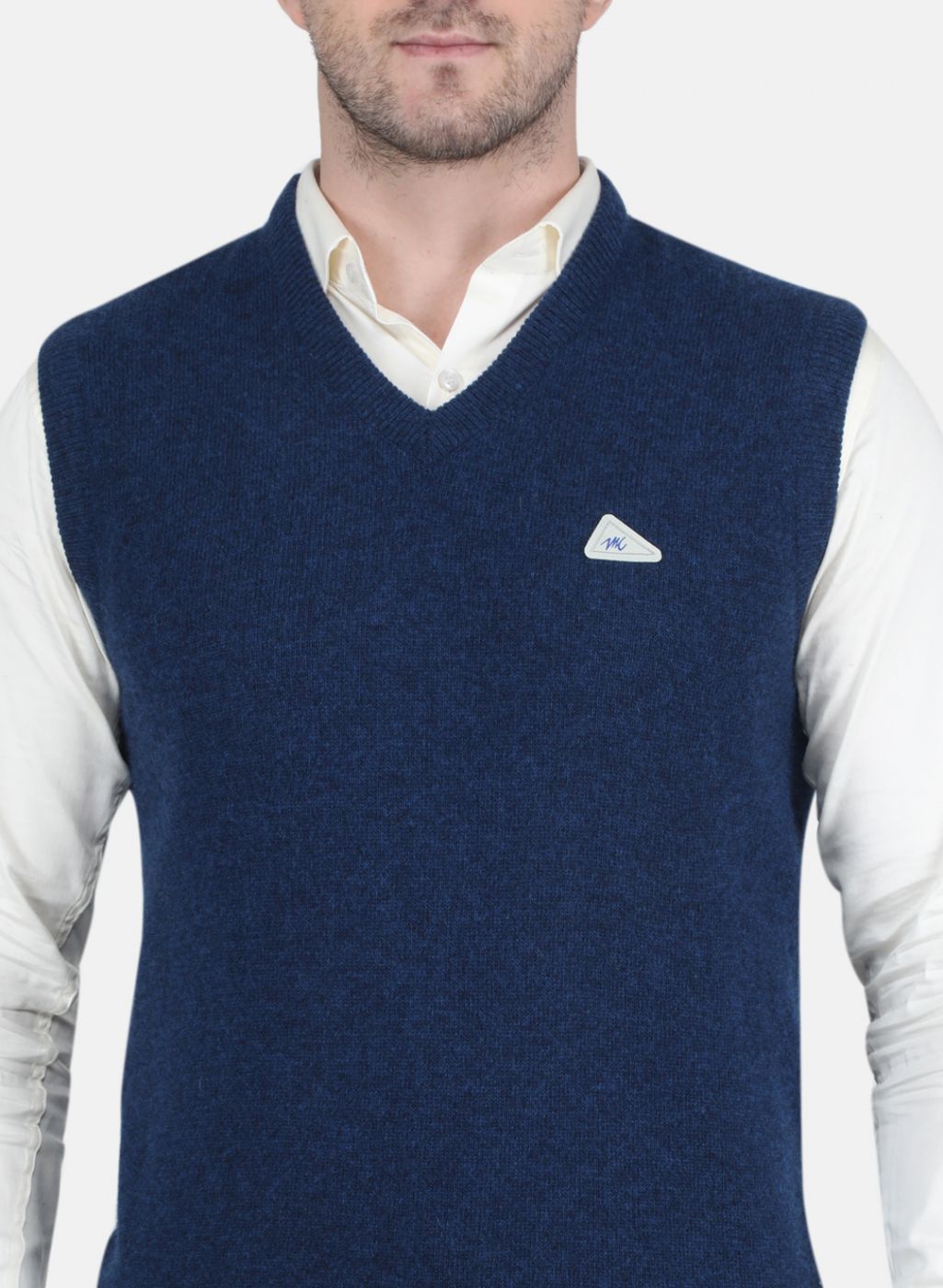 Men Blue Solid Sweater