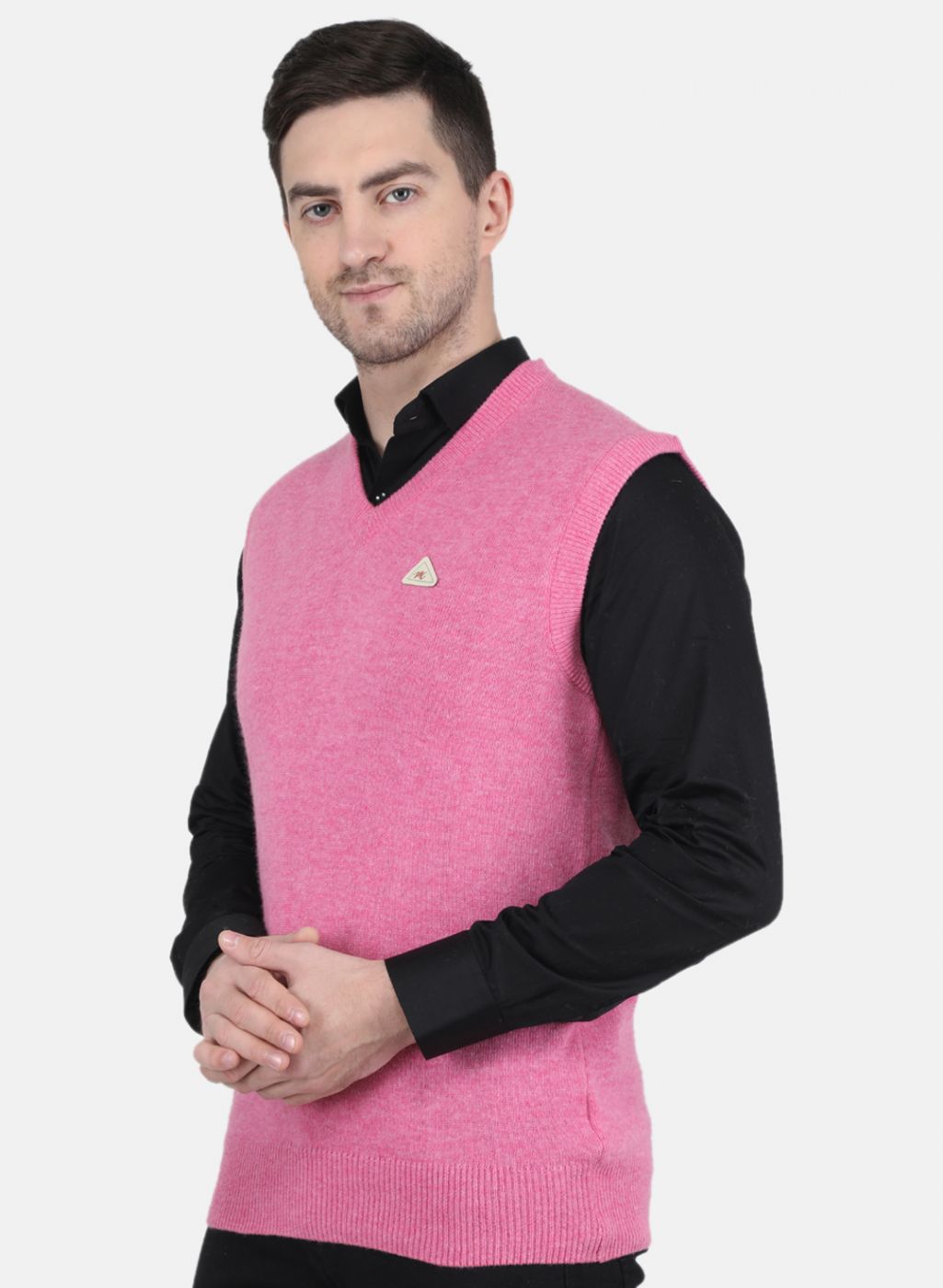 Men Pink Solid Sweater