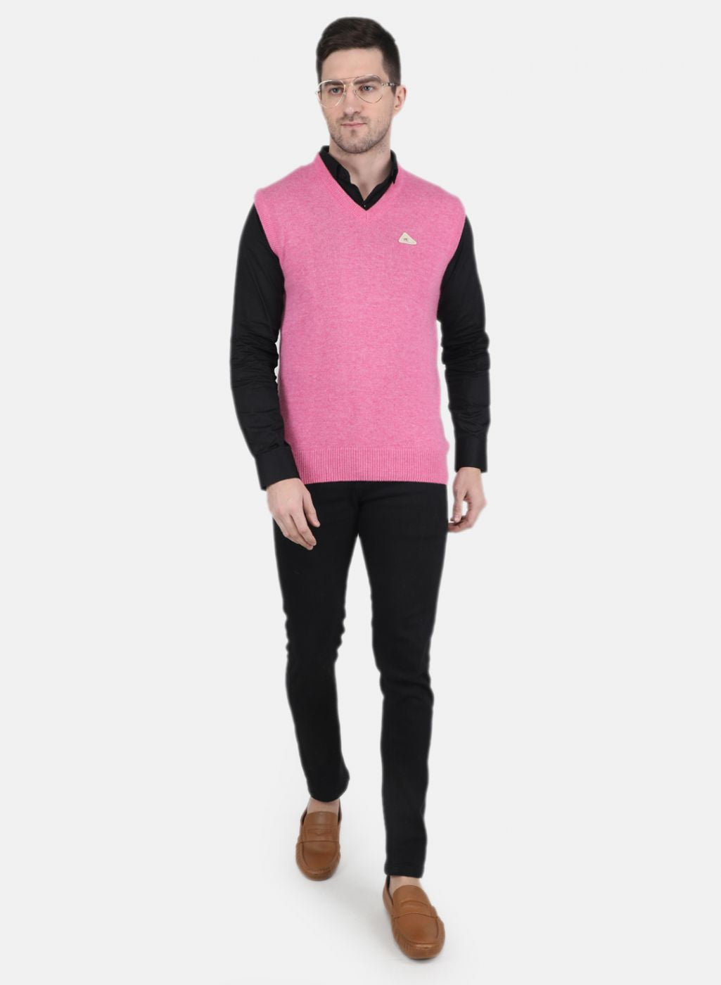 Men Pink Solid Sweater