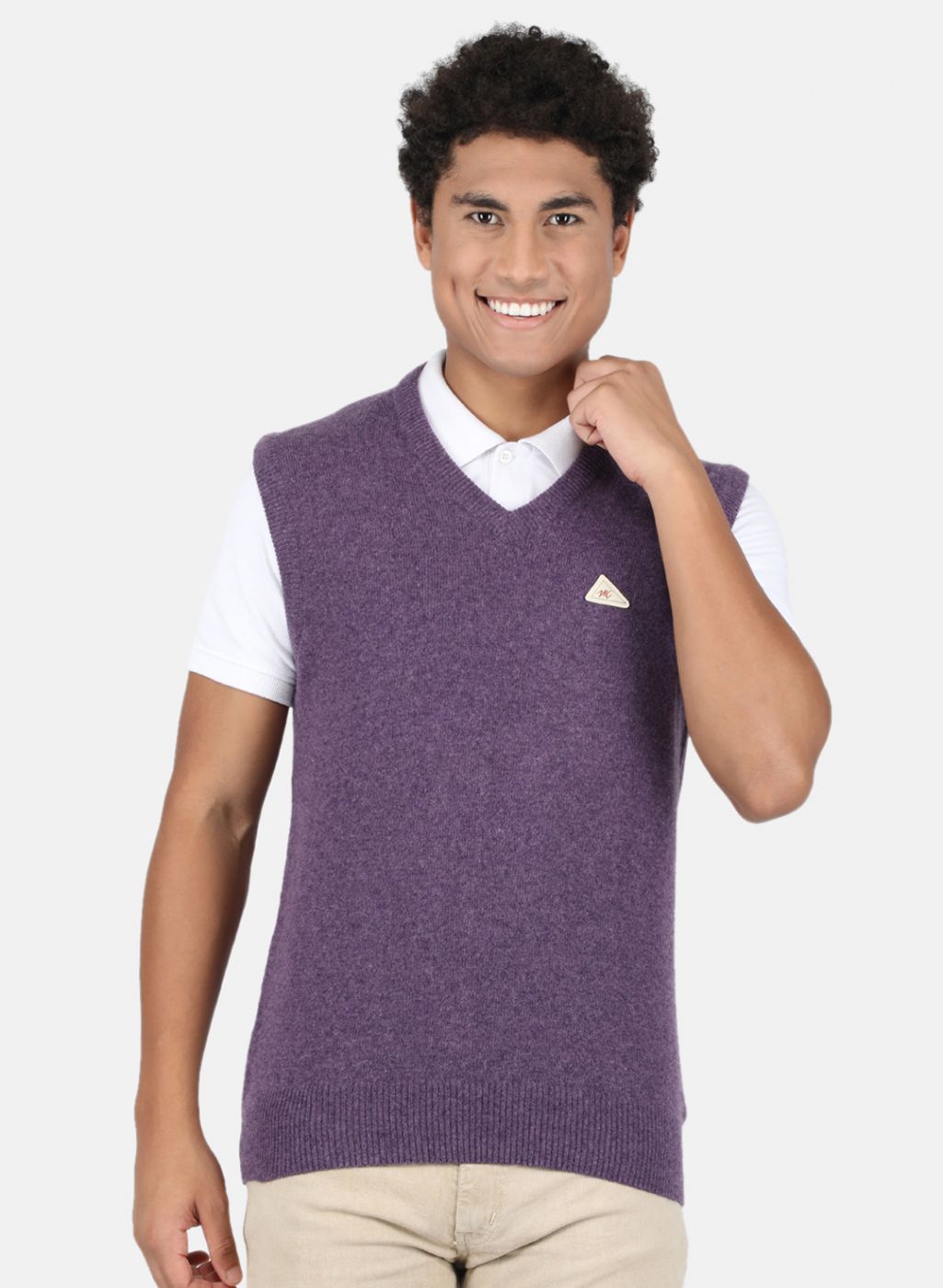 Men Purple Solid Sweater