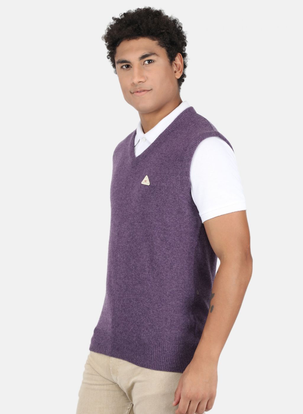 Men Purple Solid Sweater