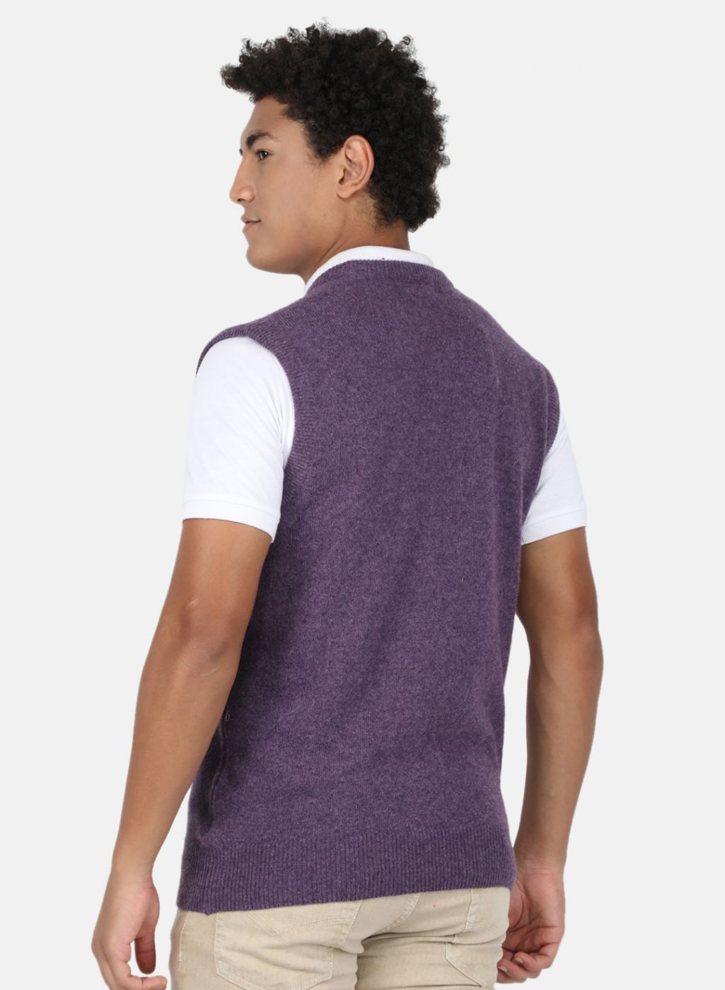 Men Purple Solid Sweater