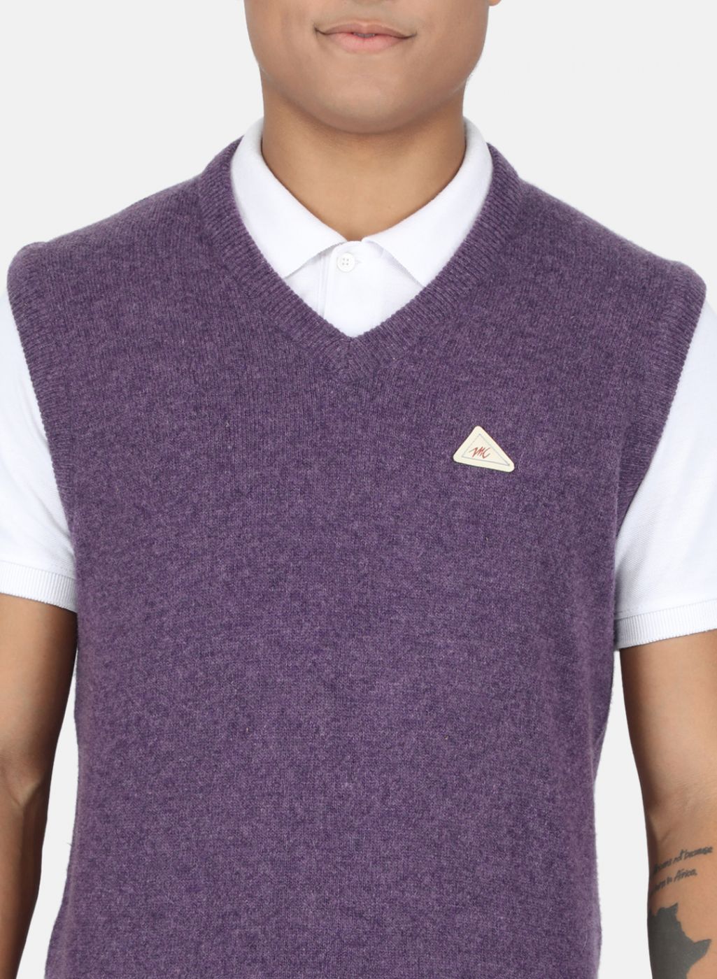 Men Purple Solid Sweater