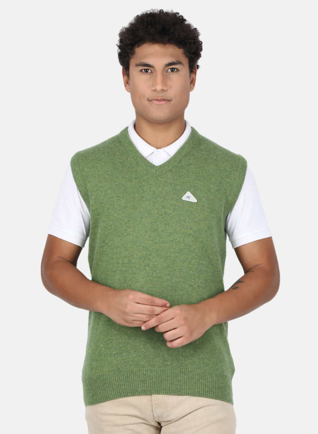 Men Green Solid Sweater