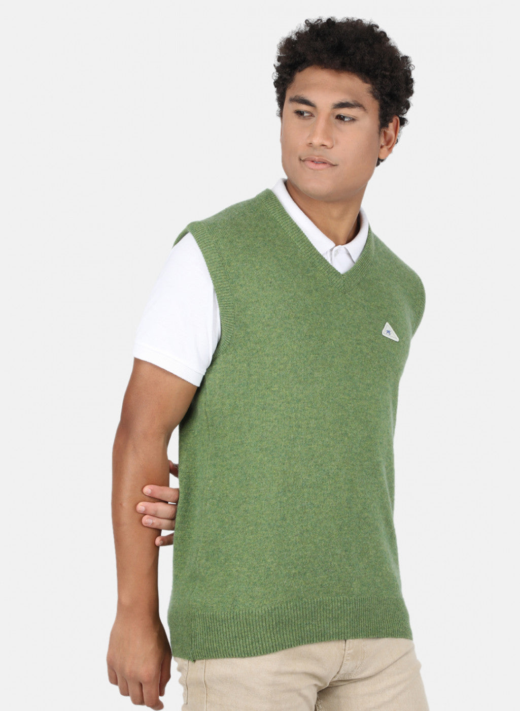 Men Green Solid Sweater