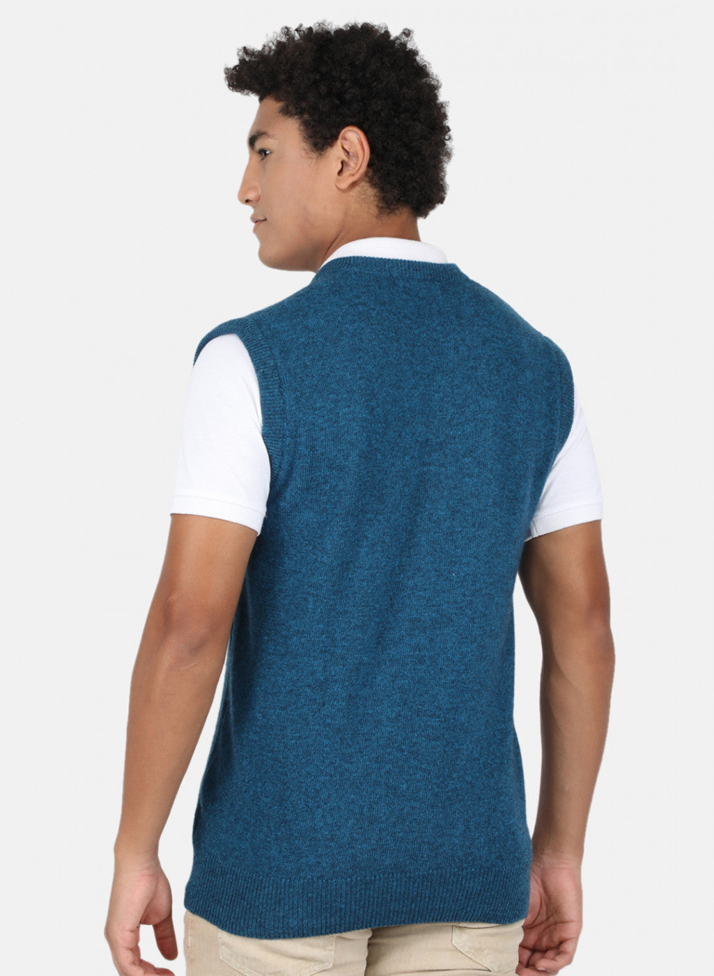 Men Blue Solid Sweater