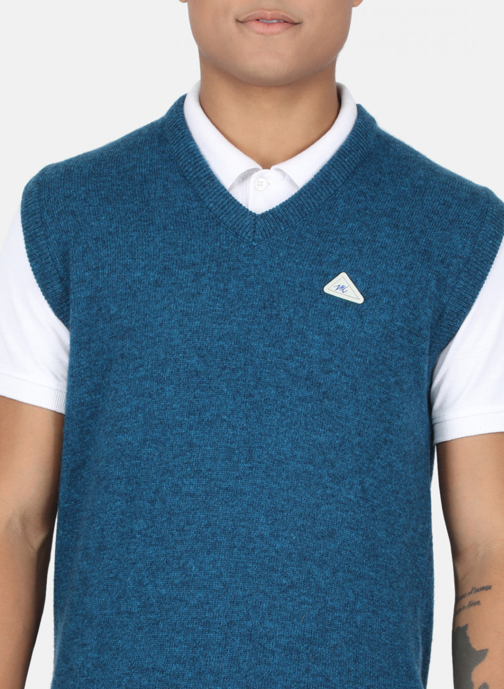 Men Blue Solid Sweater