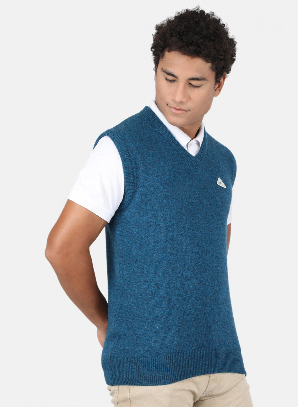 Men Blue Solid Sweater