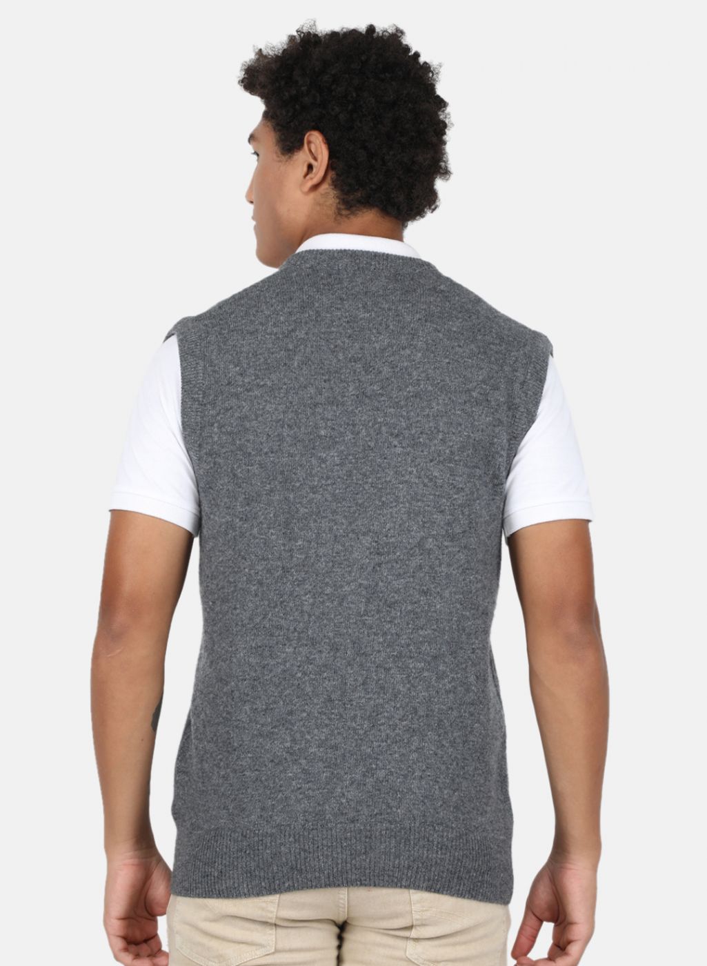 Men Grey Solid Sweater