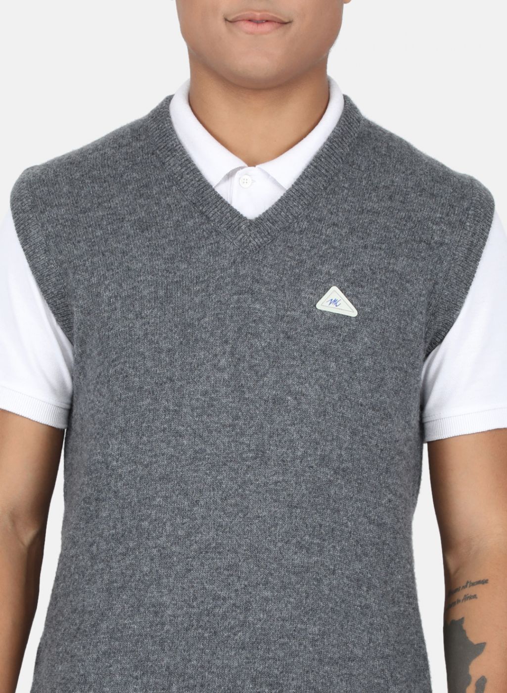 Men Grey Solid Sweater