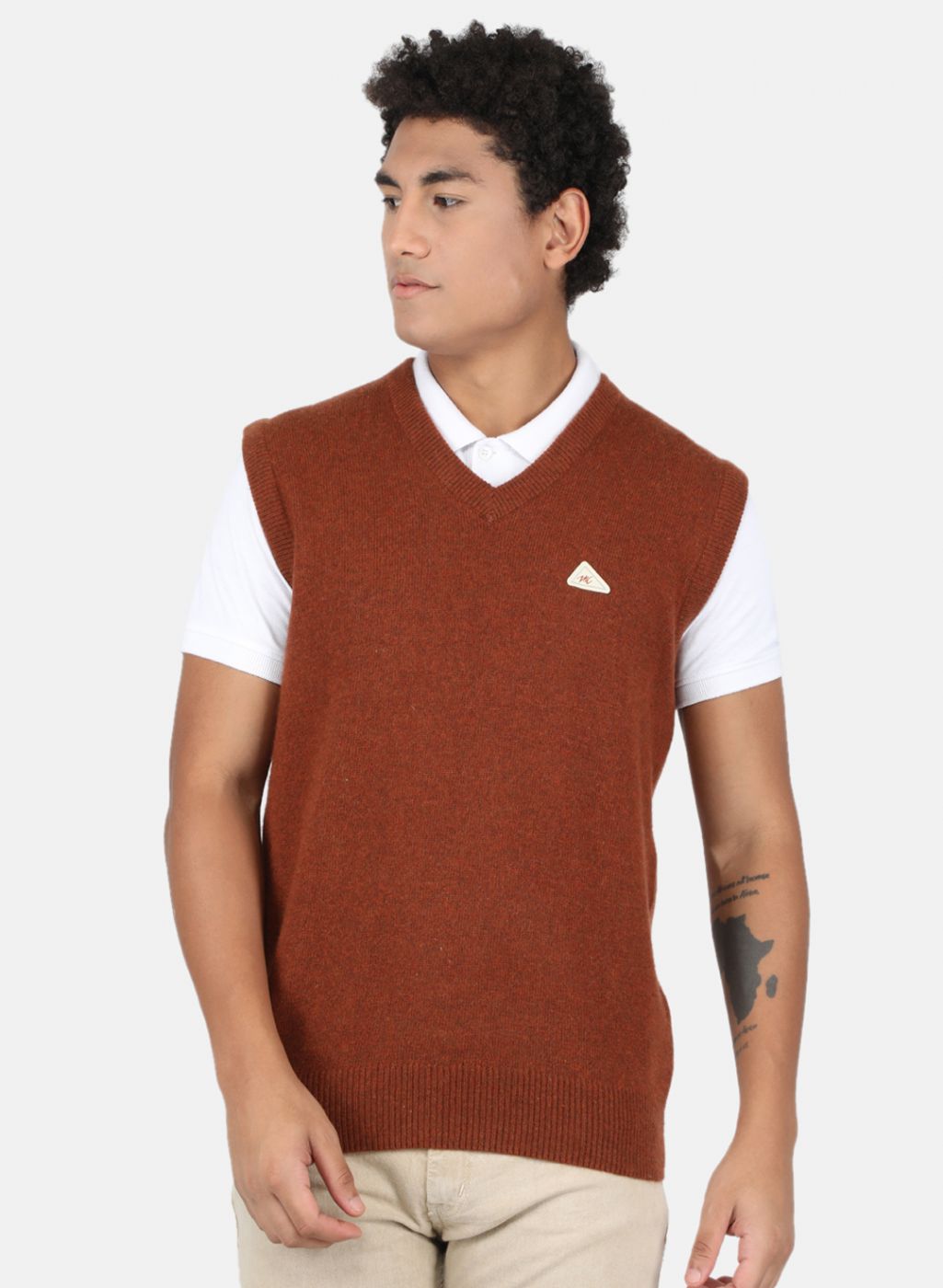 Men Brown Solid Sweater