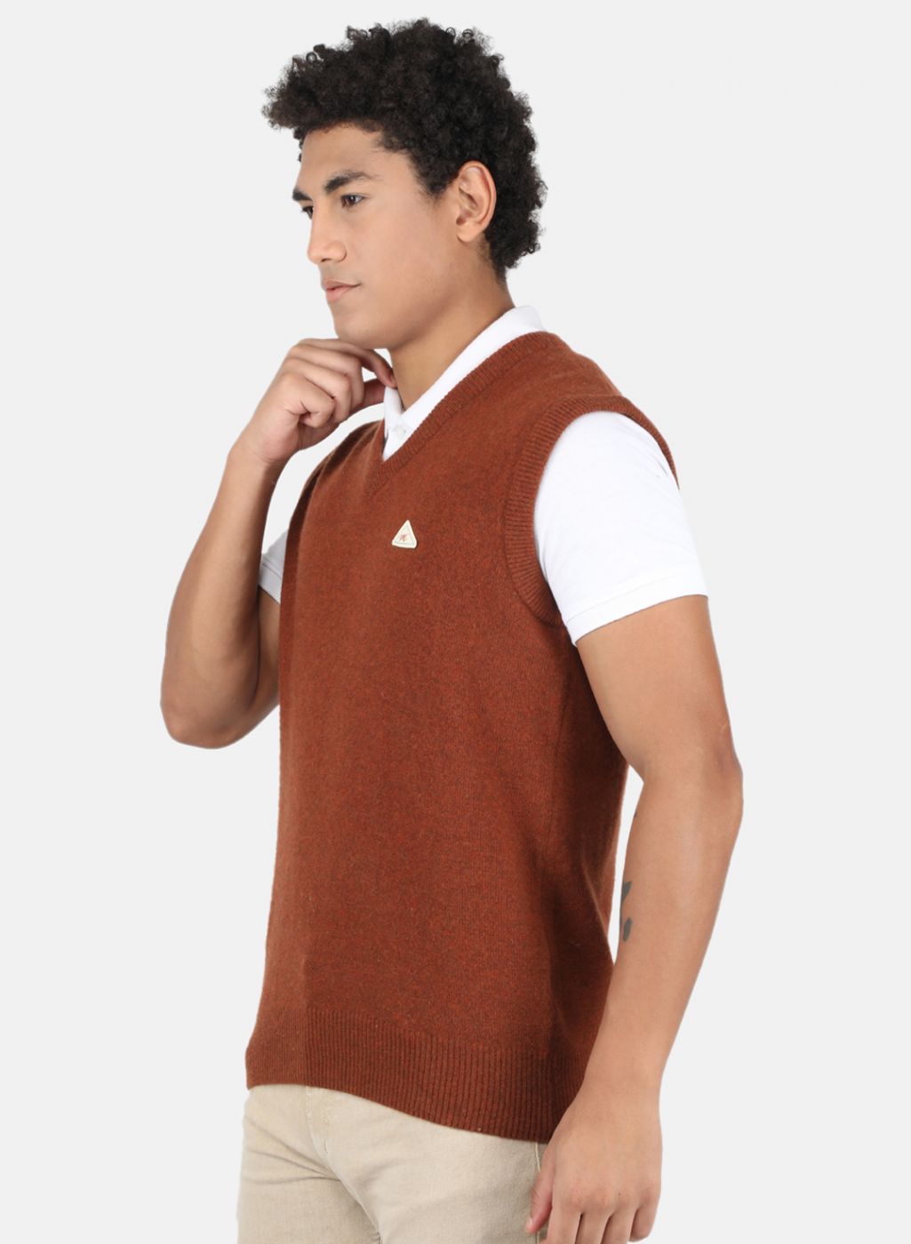 Men Brown Solid Sweater