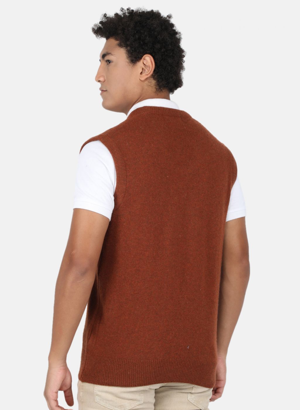 Men Brown Solid Sweater