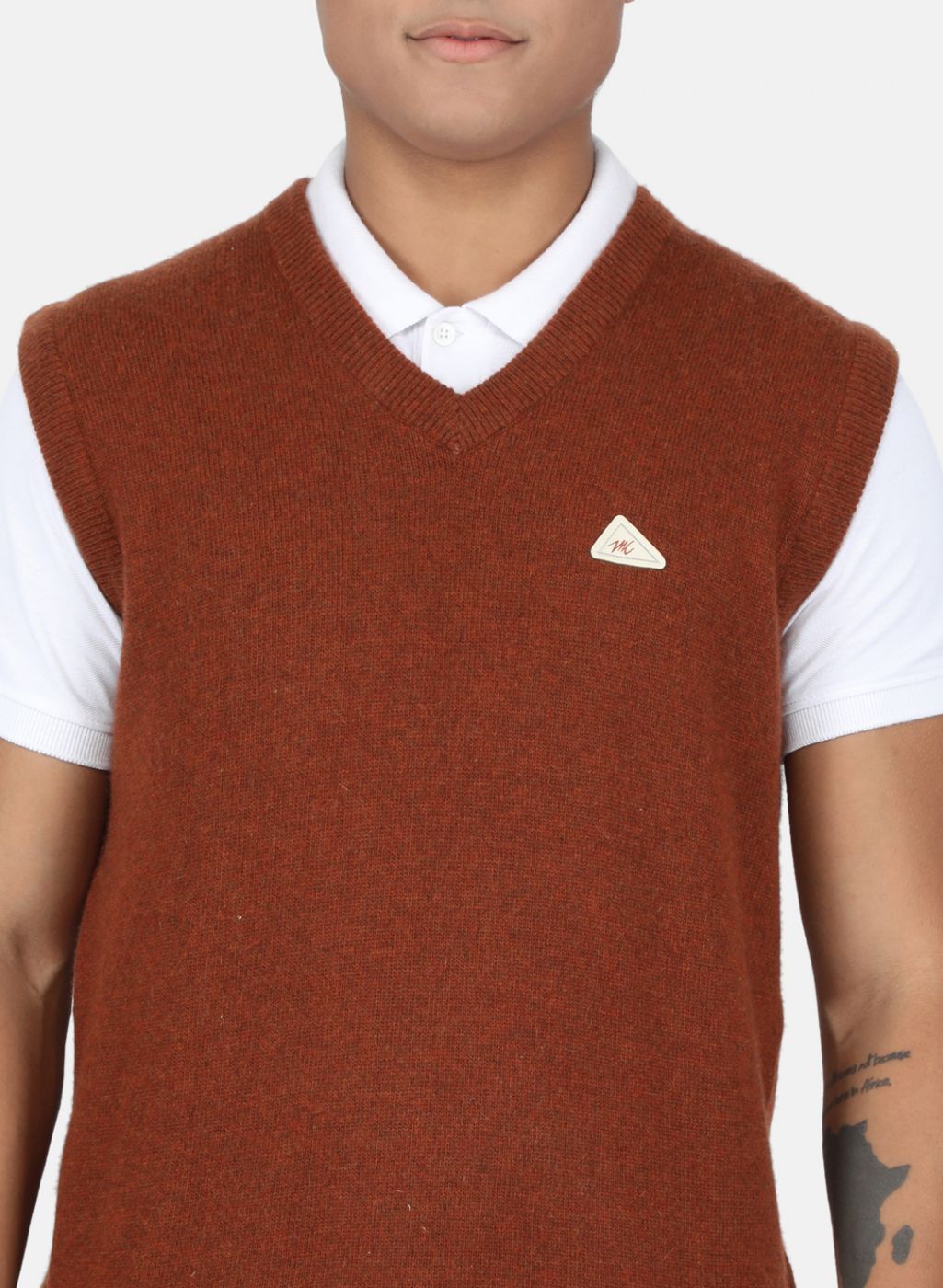 Men Brown Solid Sweater