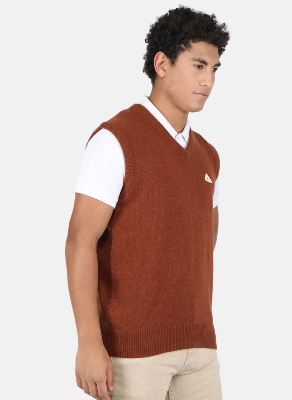 Men Brown Solid Sweater