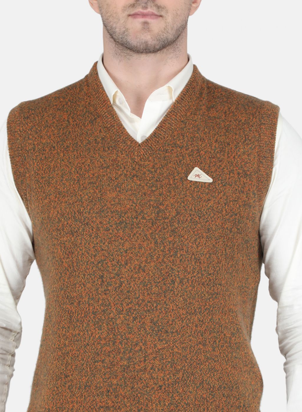 Men Orange Solid Sweater