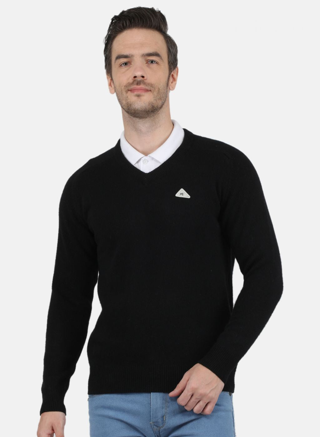 Men Black Solid Pullover