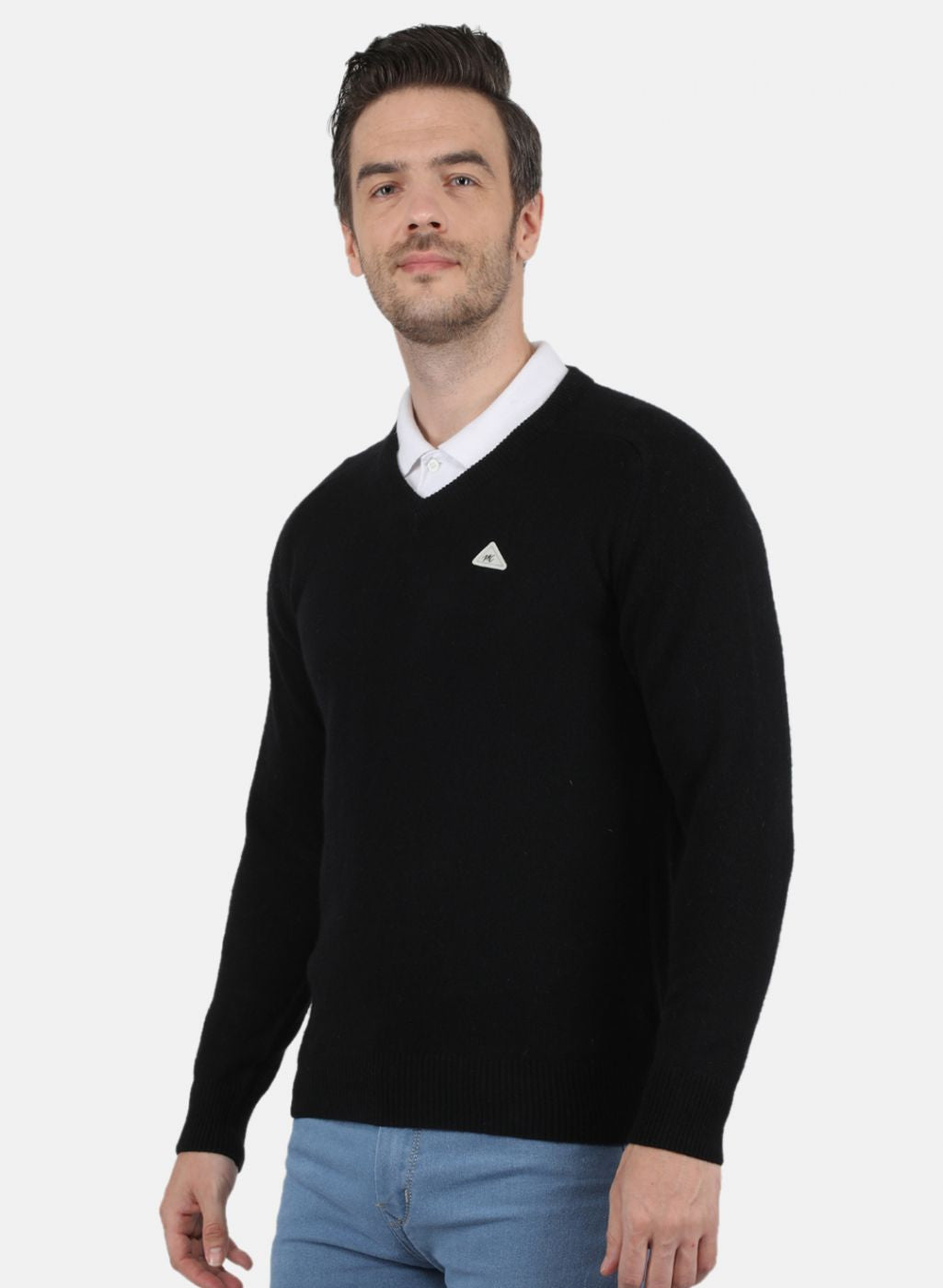 Men Black Solid Pullover