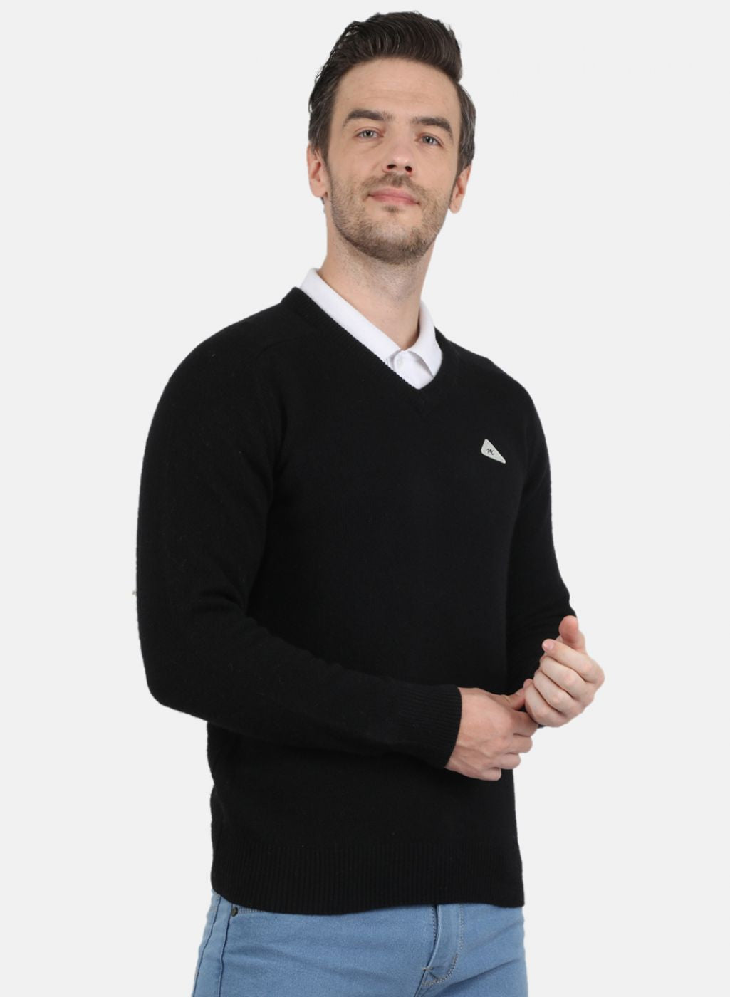 Men Black Solid Pullover