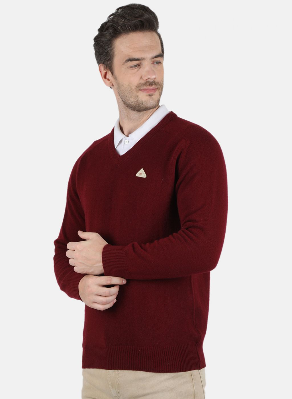 Men Maroon Solid Pullover