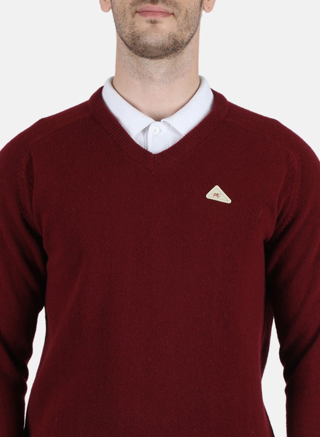 Men Maroon Solid Pullover