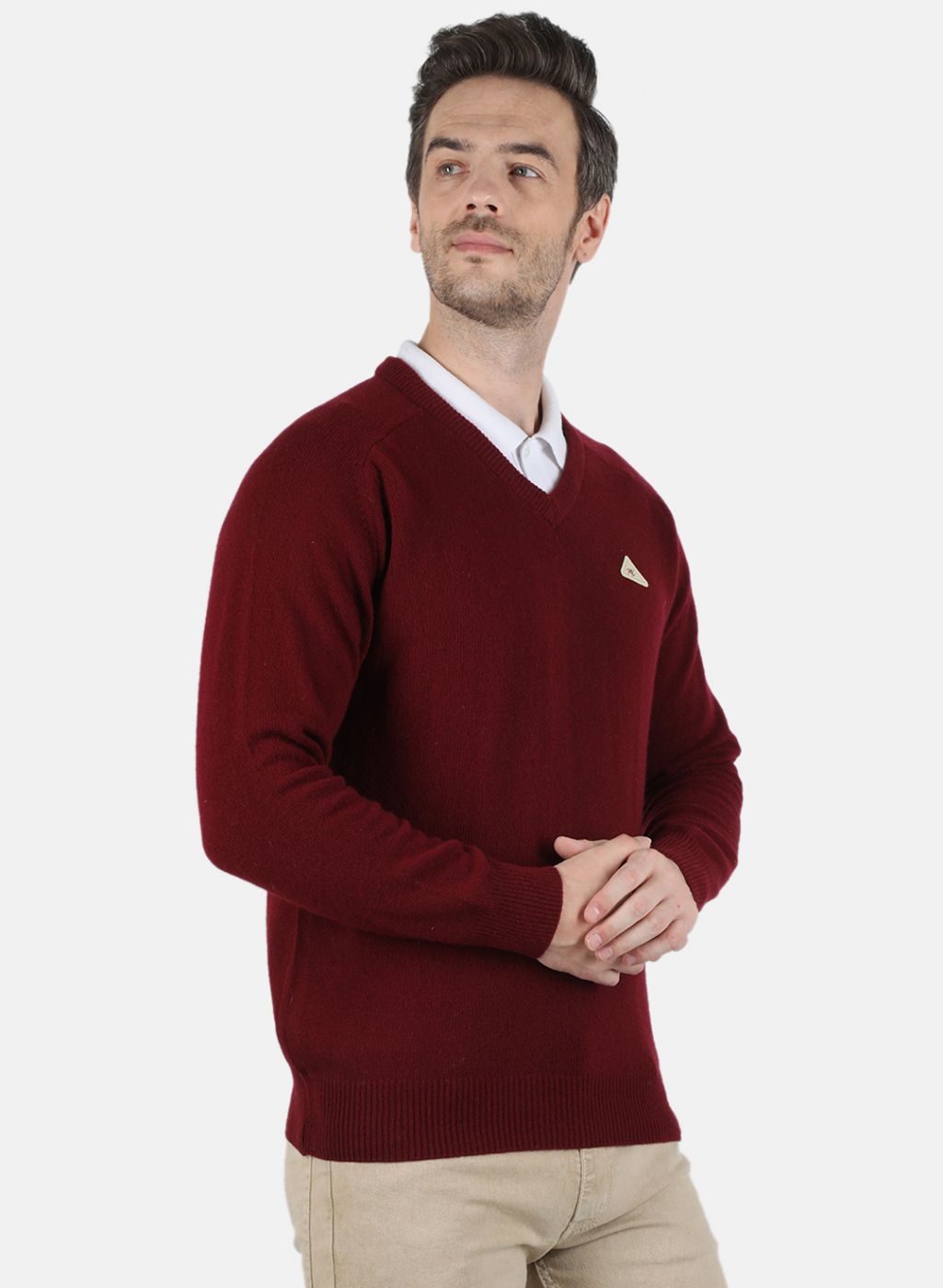 Men Maroon Solid Pullover