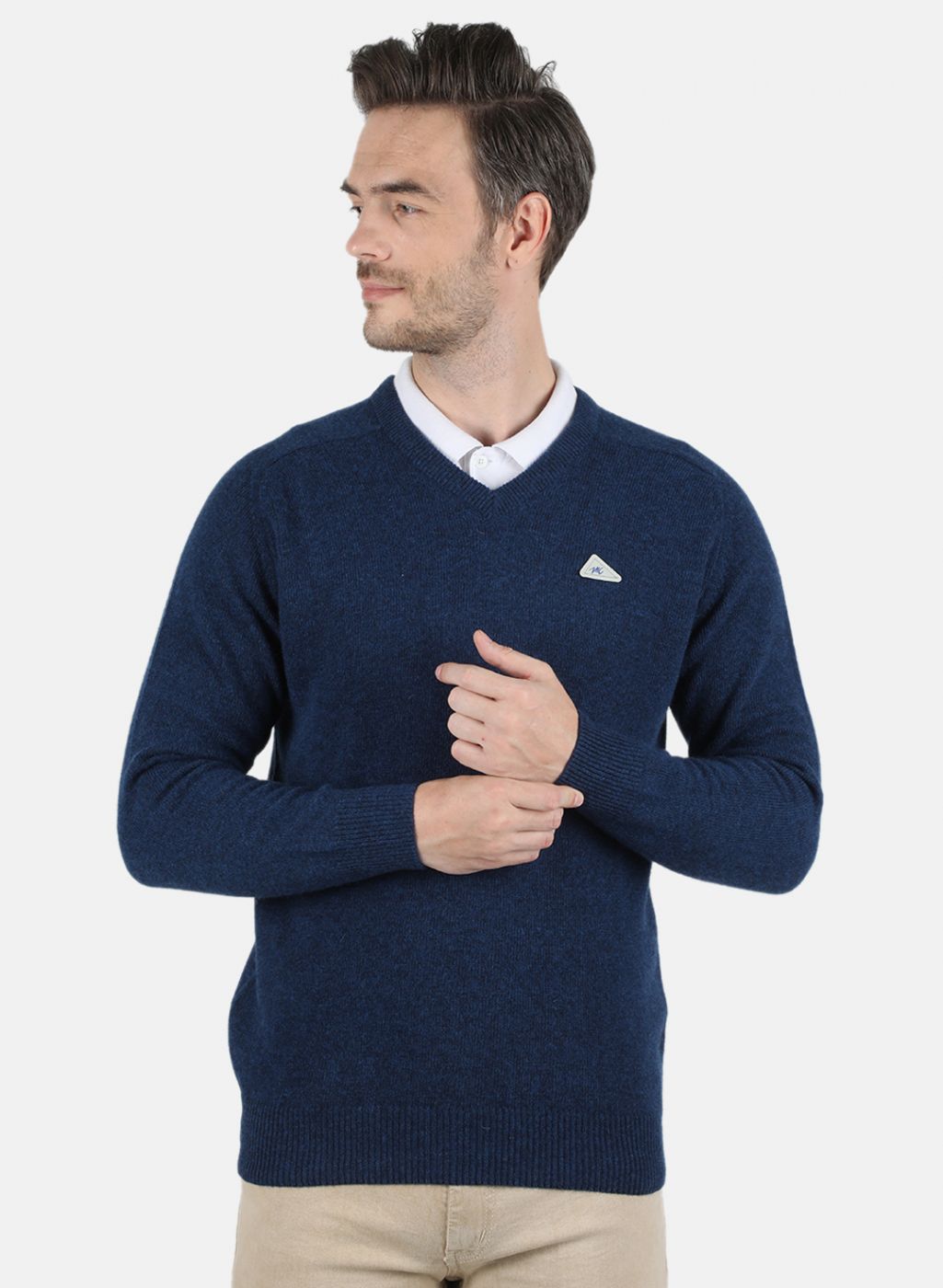 Men Blue Solid Pullover