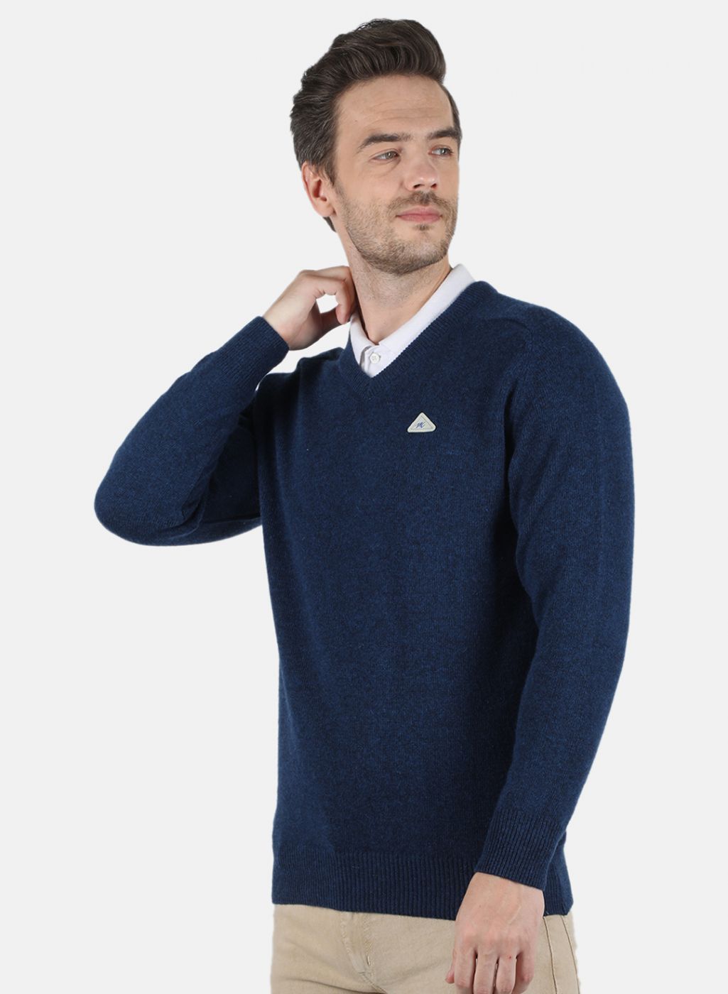 Men Blue Solid Pullover