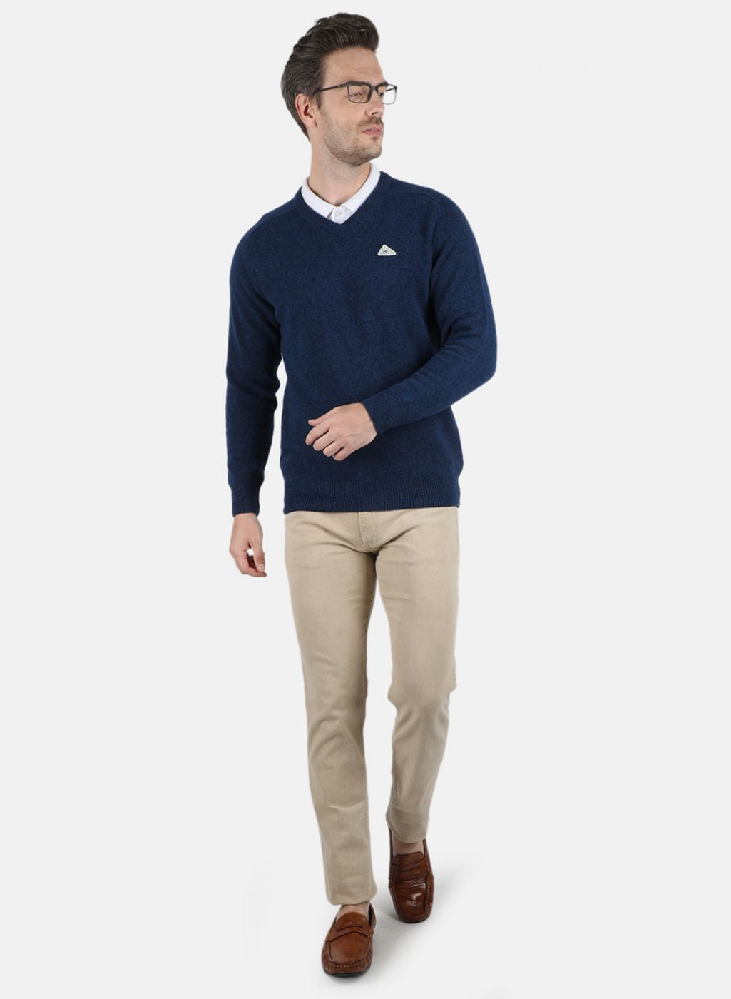 Men Blue Solid Pullover