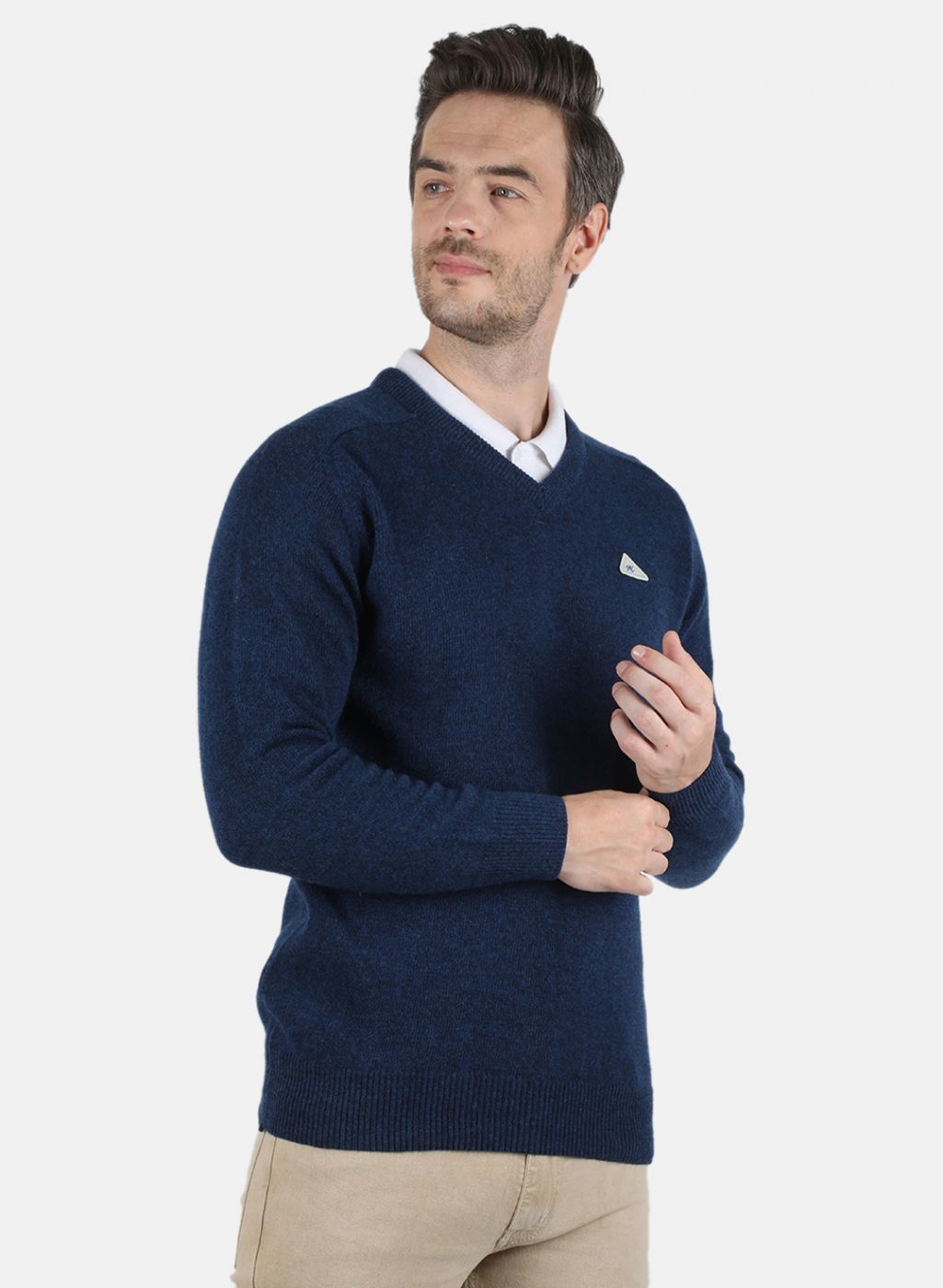 Men Blue Solid Pullover