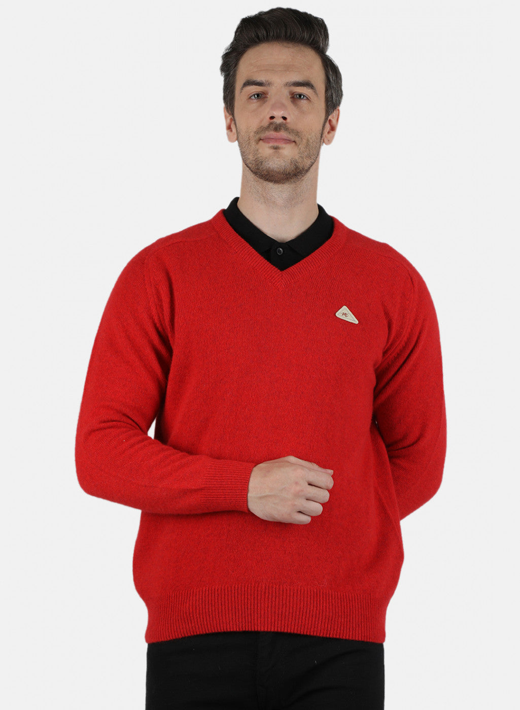 Men Red Solid Pullover