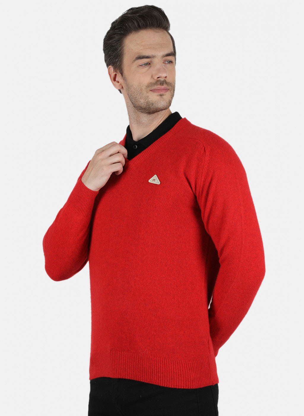 Men Red Solid Pullover