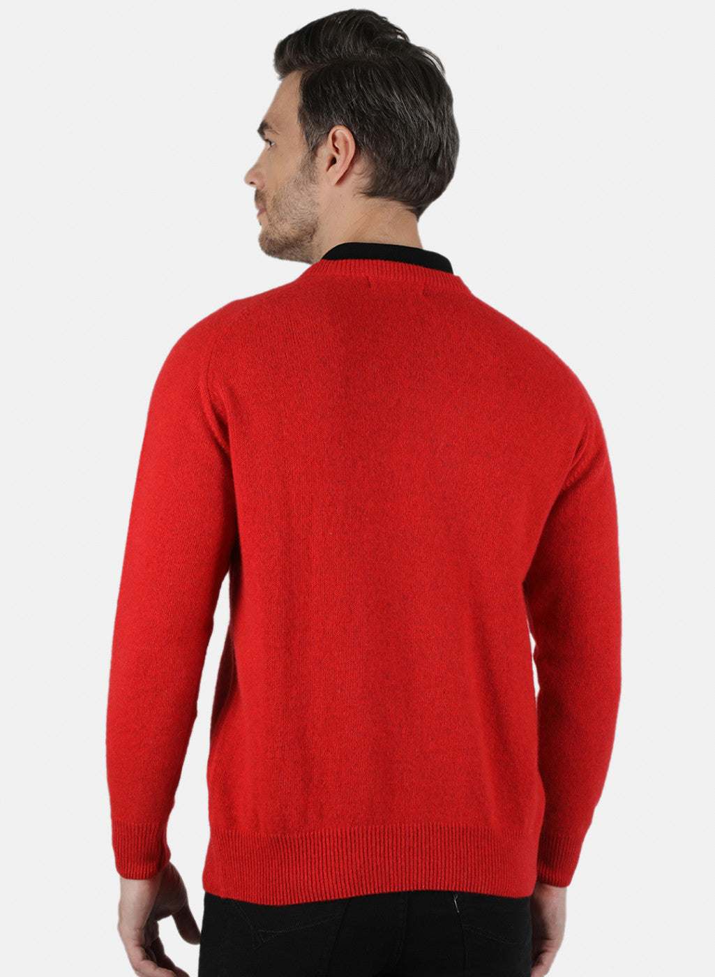 Men Red Solid Pullover