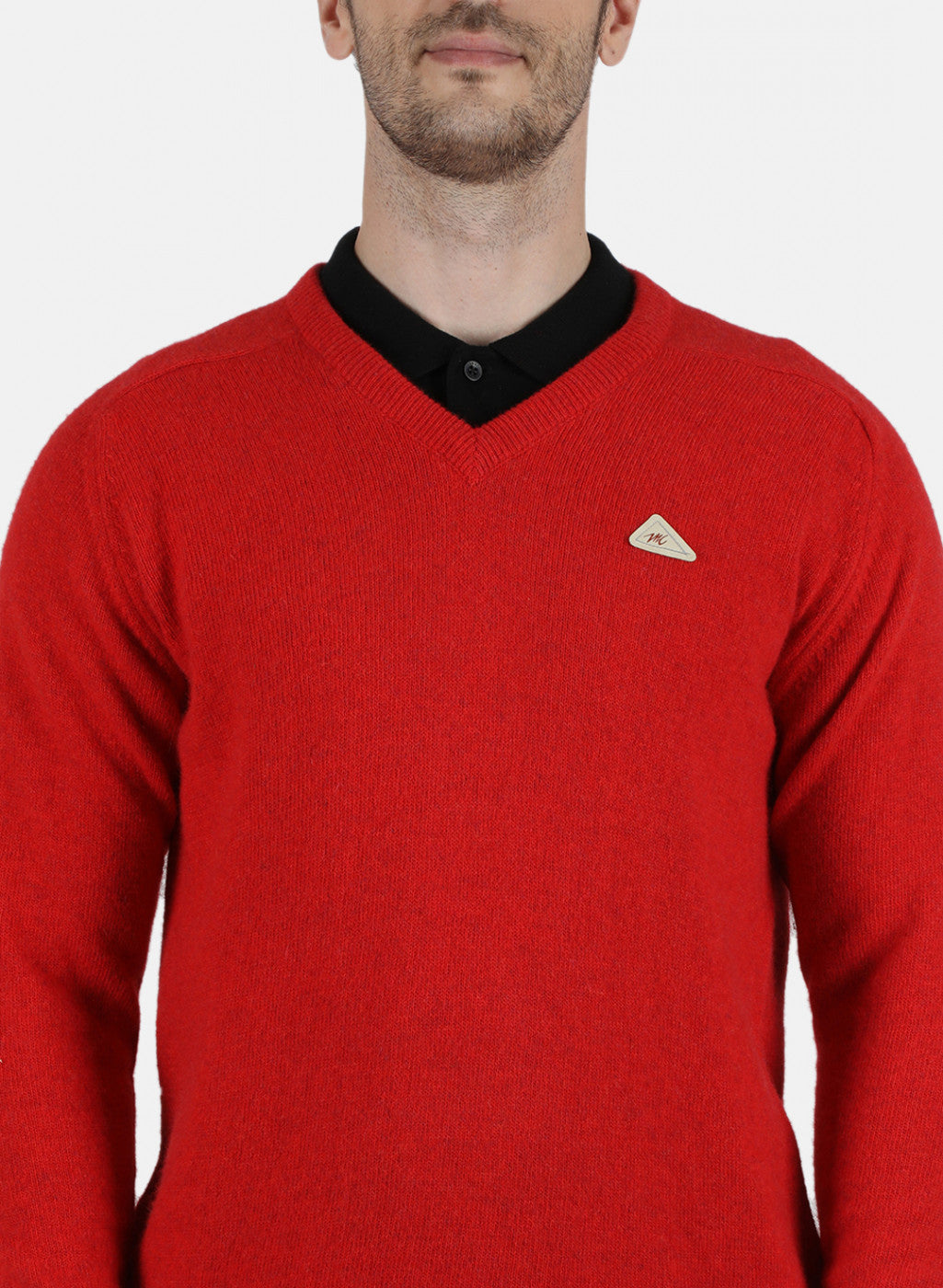 Men Red Solid Pullover