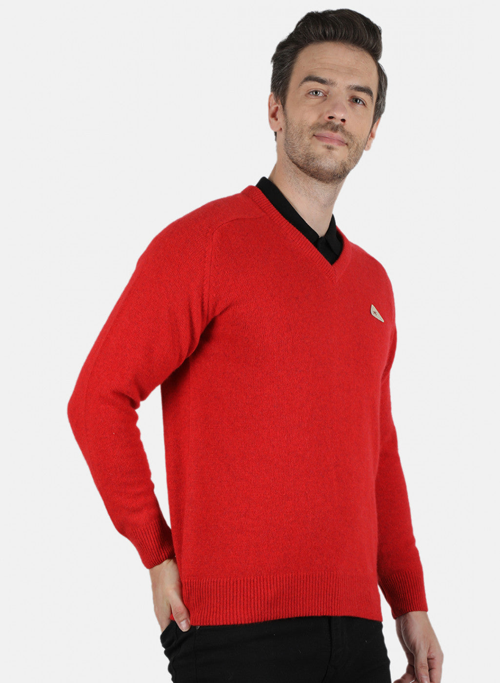 Men Red Solid Pullover