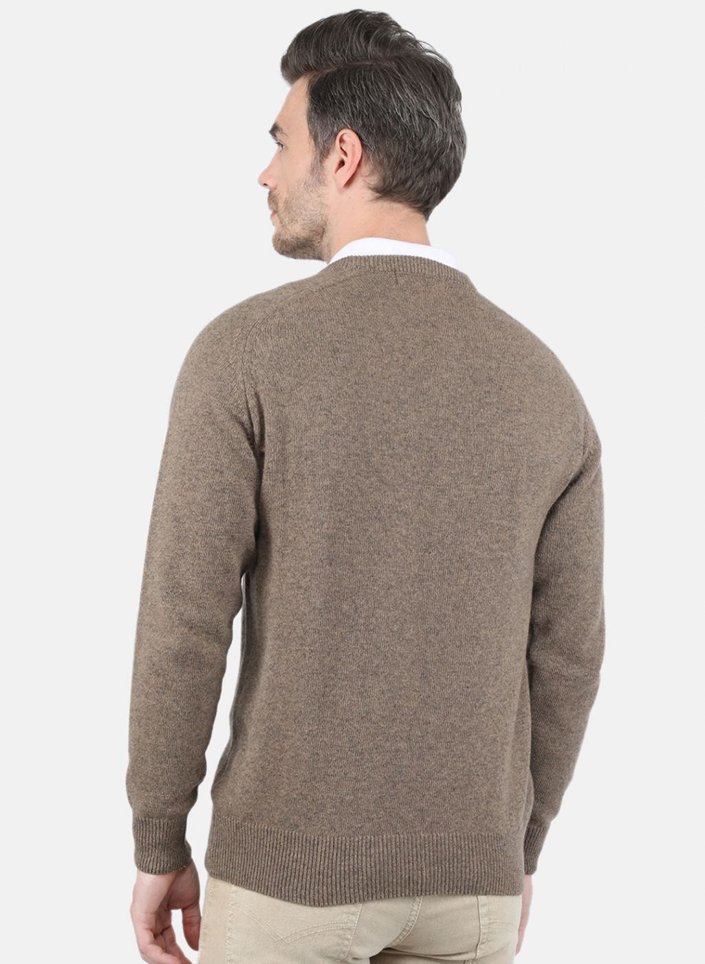 Men Beige Solid Pullover