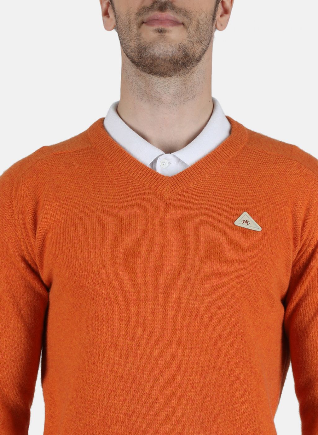 Men Orange Solid Pullover