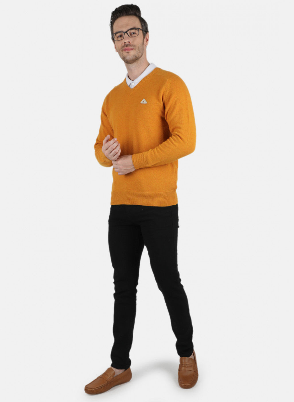 Men Yellow Solid Pullover