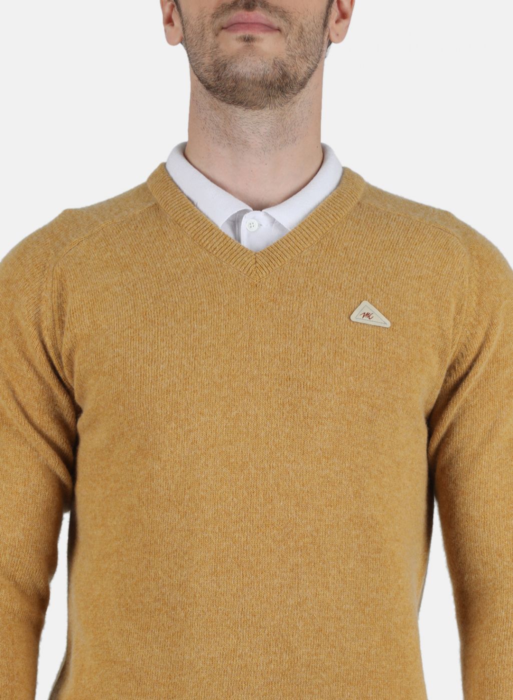 Men Mustard Solid Pullover