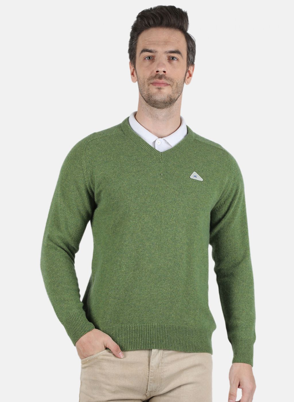 Men Green Solid Pullover