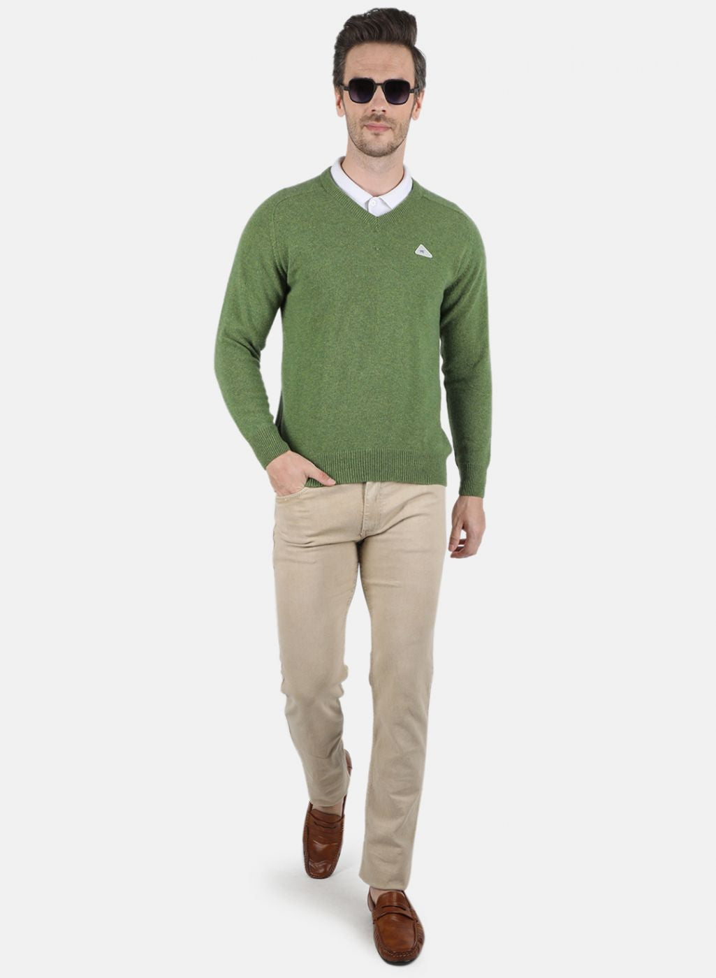 Men Green Solid Pullover