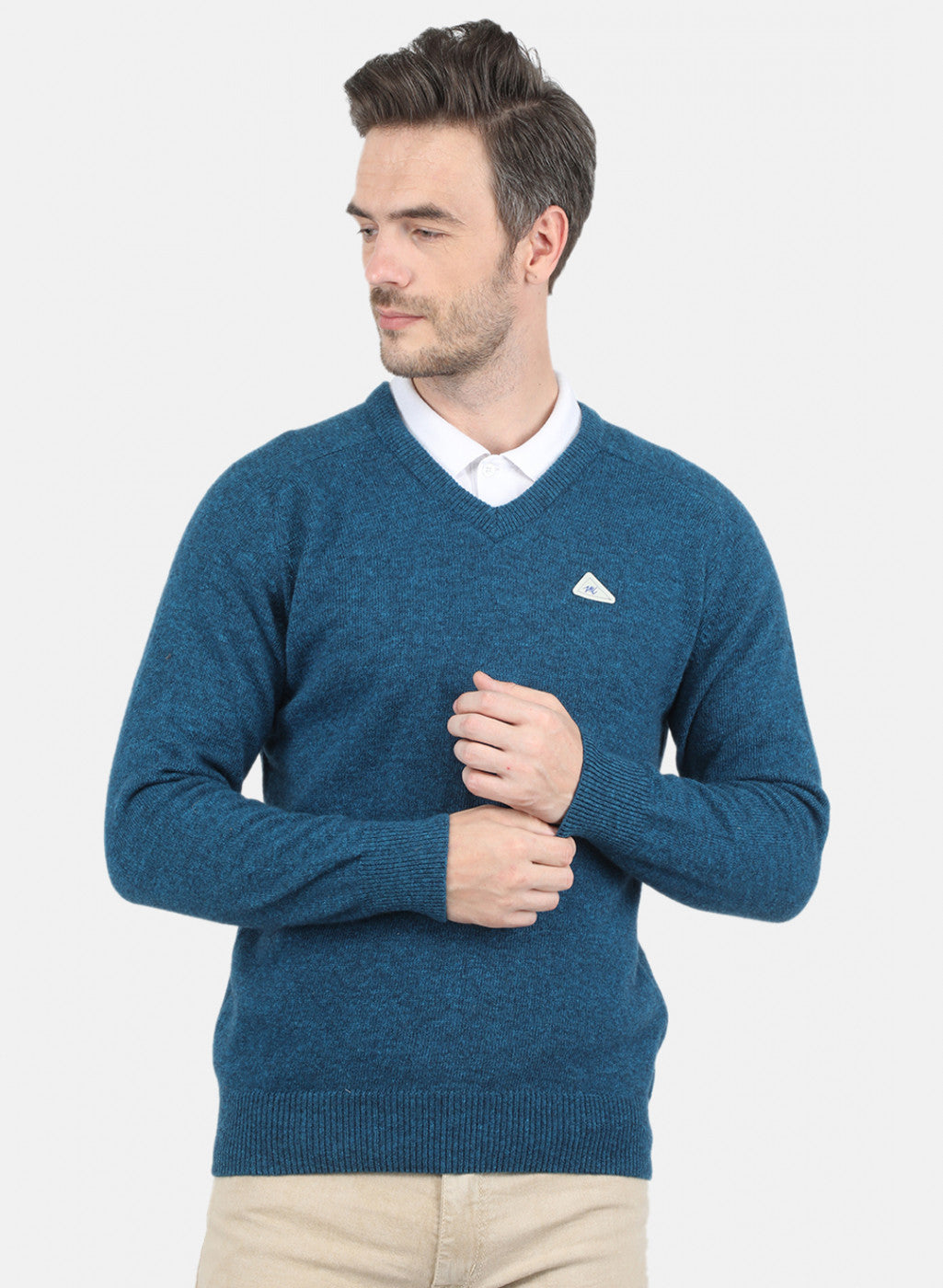 Men Blue Solid Pullover