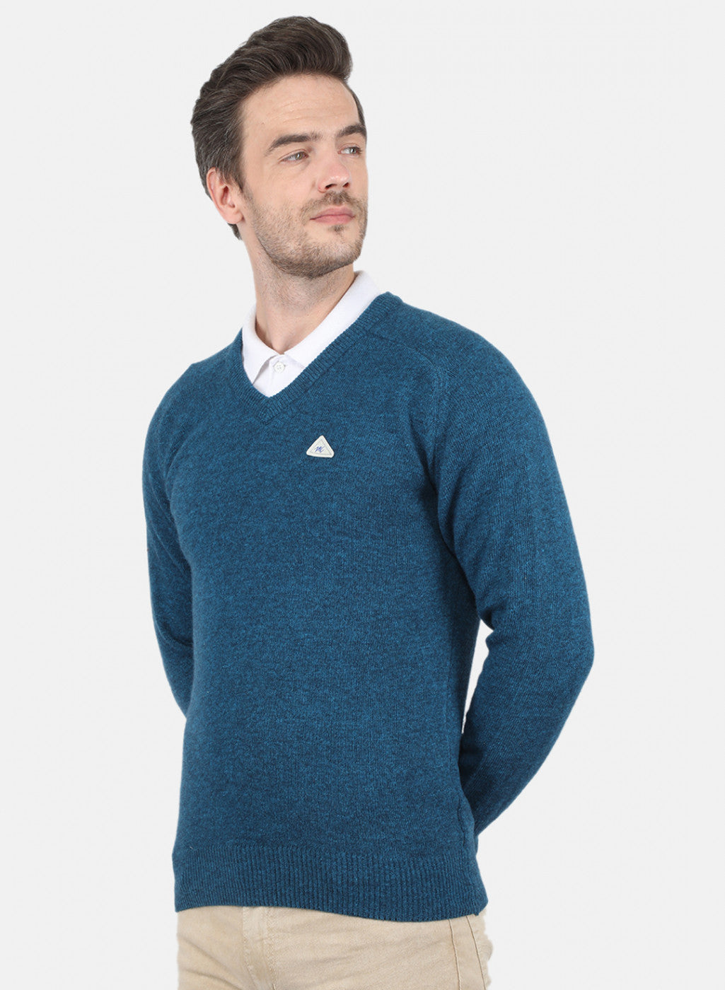 Men Blue Solid Pullover