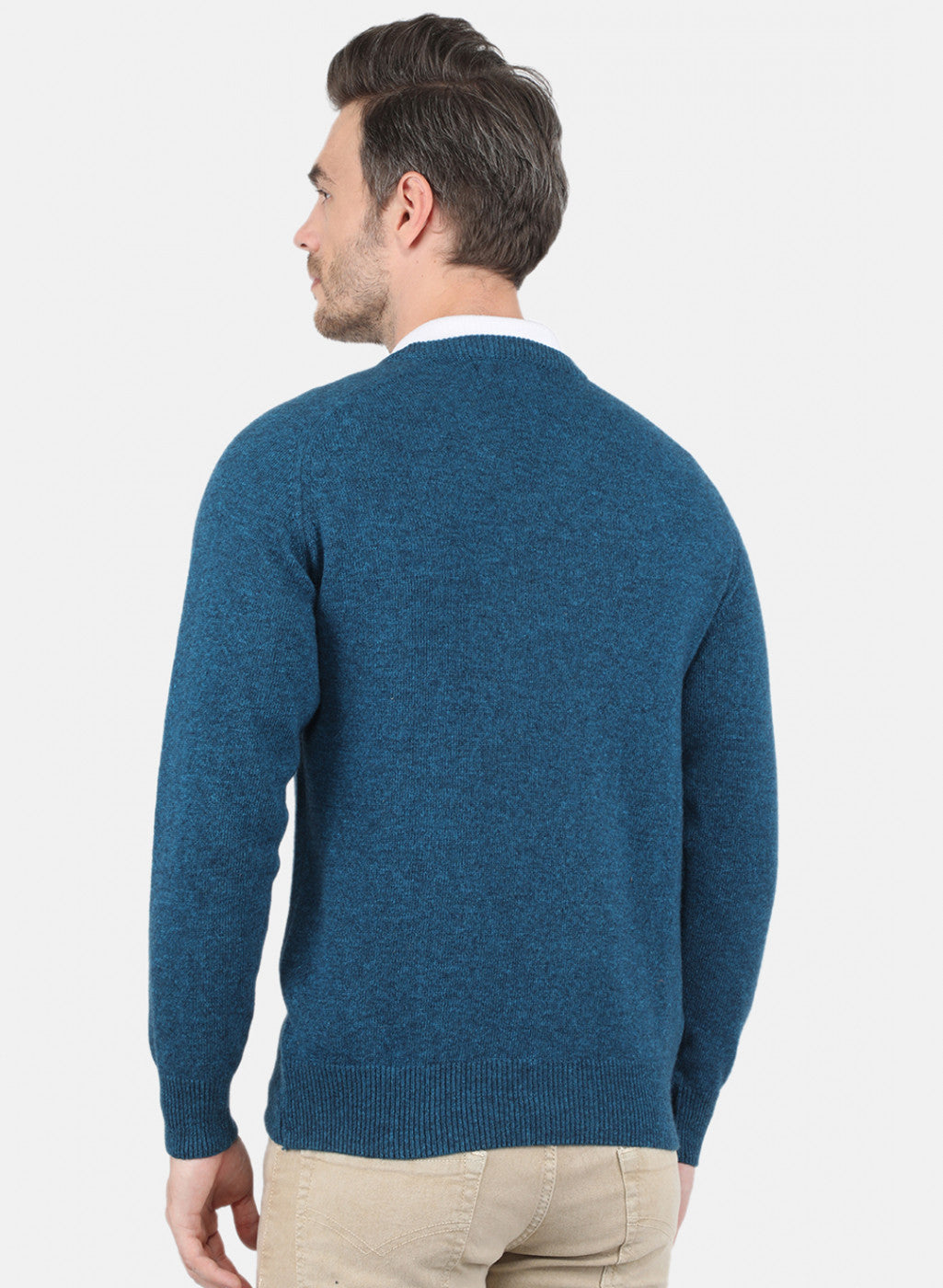 Men Blue Solid Pullover