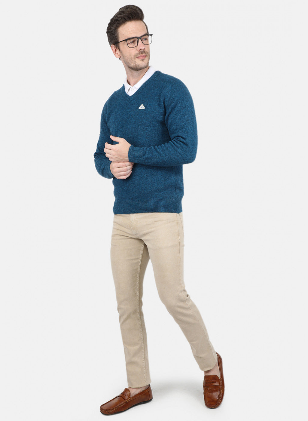 Men Blue Solid Pullover