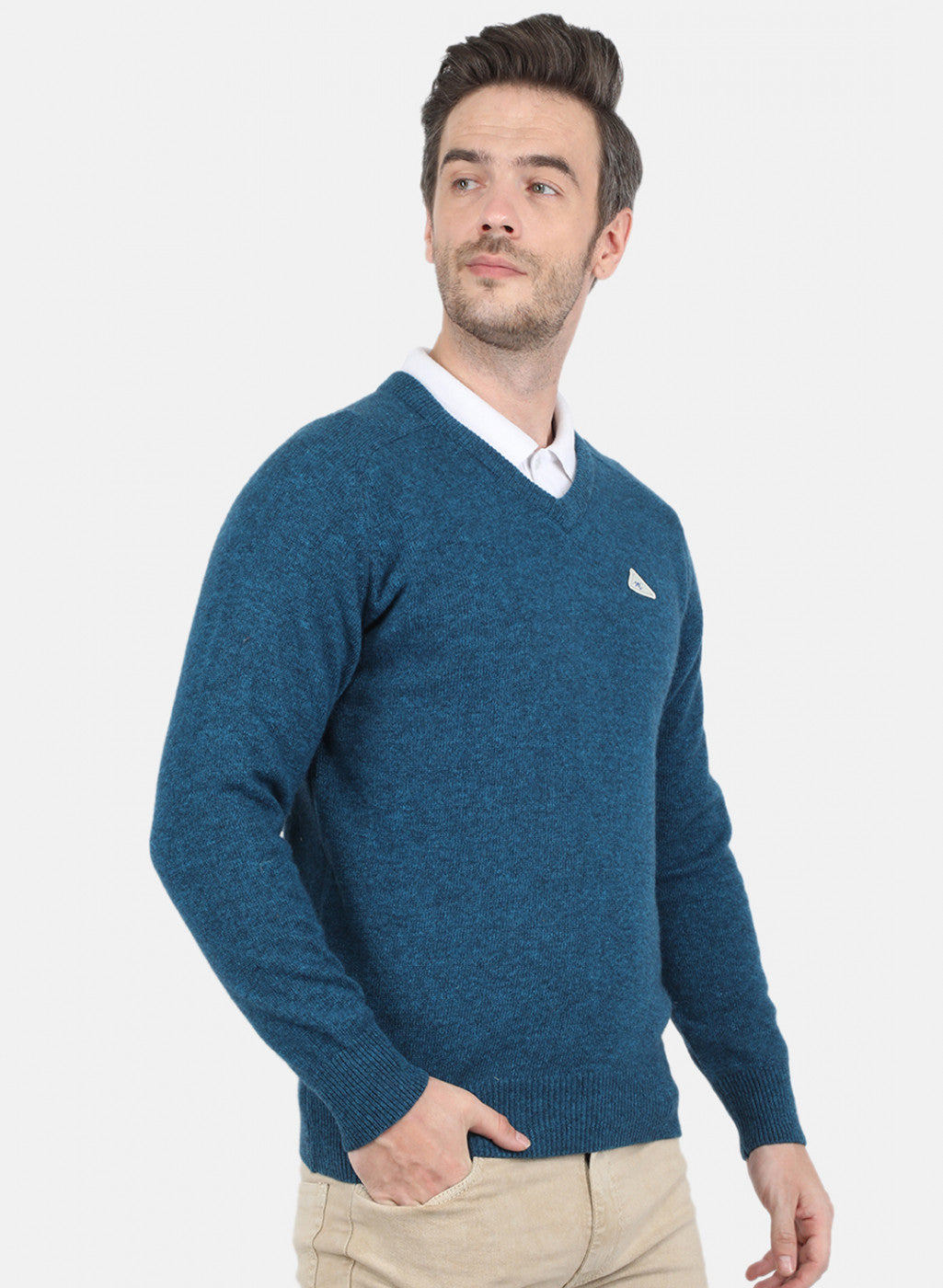 Men Blue Solid Pullover