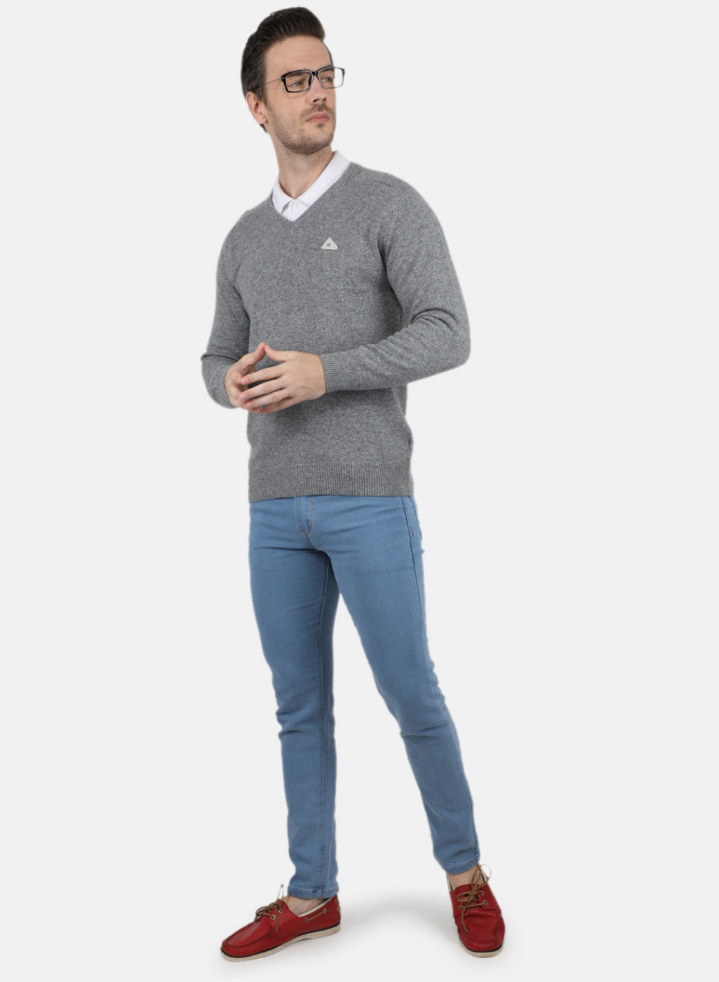 Men Grey Solid Pullover