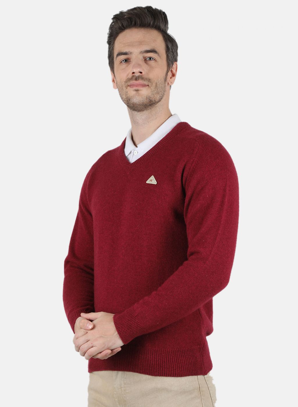 Men Red Solid Pullover