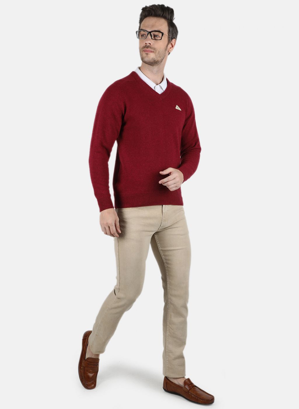 Men Red Solid Pullover