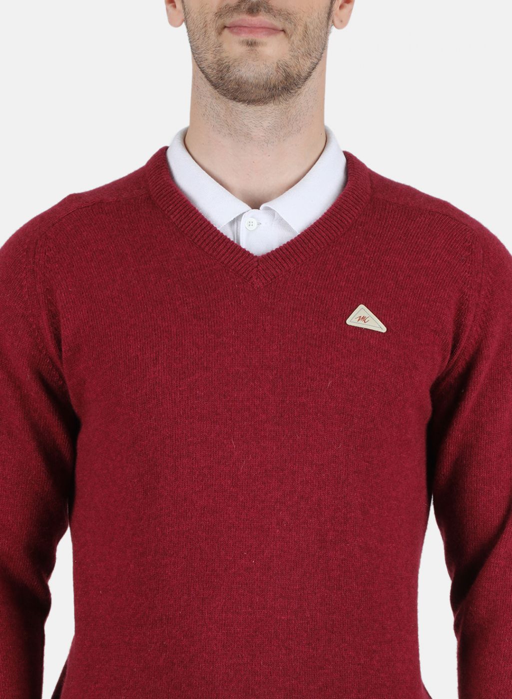 Men Red Solid Pullover